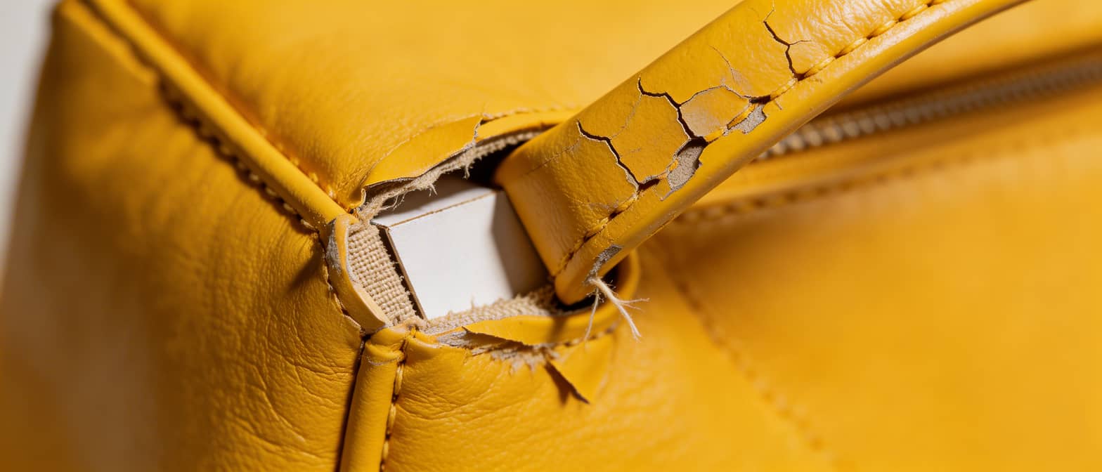 Detail popraskané kabelky - udržitelná móda